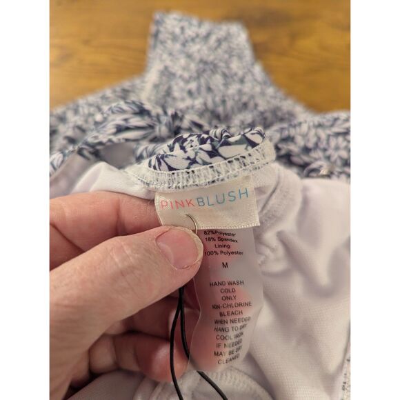 PinkBlush Blue Floral Ruffle Maternity One-Piece Swimsuit – Size M  – NWT - Picture 8 of 12